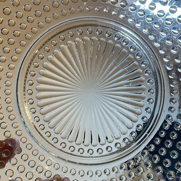 Vintage Fenton Clear Glass Ruffled Edge Opalescent opalite Hobnail 9 “ Bowl - Picture 9 of 9